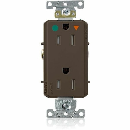 Leviton DPl HG/IG Rec 15A 125V TR Self-Gr Brn DT820-IGB