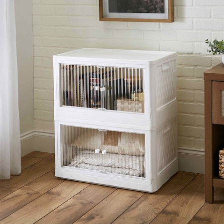 Simplify Stackable Storage Bin with Built in Wheels in White 23302