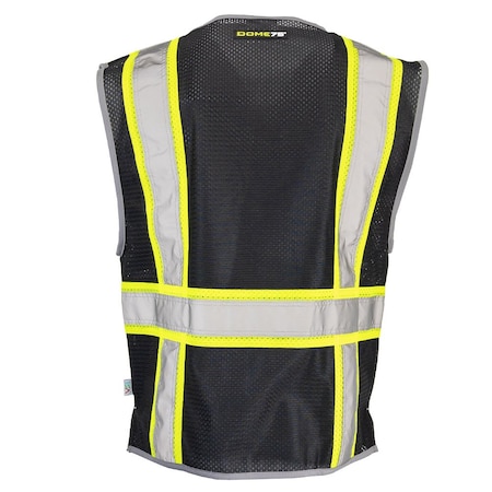 Dome75 Hi-Vis Safety Vest LG/XL Class Non-ANSI/Enhanced Visibility , Zipper 6 Pockets, 2 Mic Tab DV2183