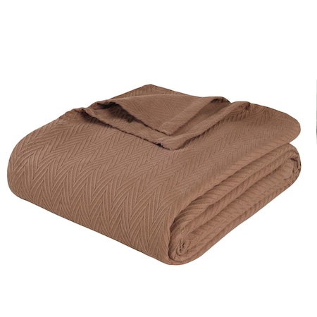 Homeroots 50" X 60" Taupe Cotton Woven Chevron Throw Blanket 549268