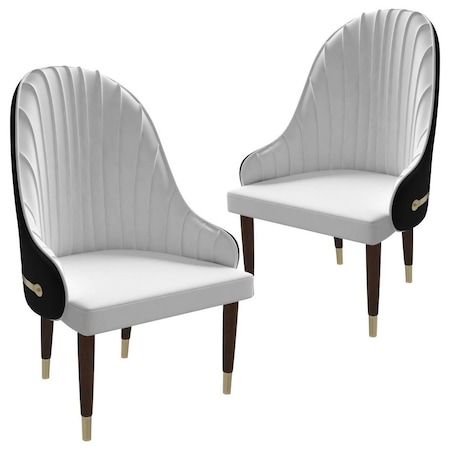 Leisuremod Elara Collection Wooden Dining Chair in Black/White, 2PK EC59BLFW2