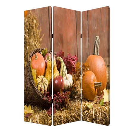 Homeroots 72" Brown Canvas Folding Three Panel Screen Room Divider 274860