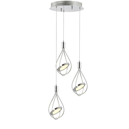 Jonathan Y Orion 11.5" Adjustable Modern Integrated 3-Light Cluster LED Metal Pendant, Chrome JYL7033A