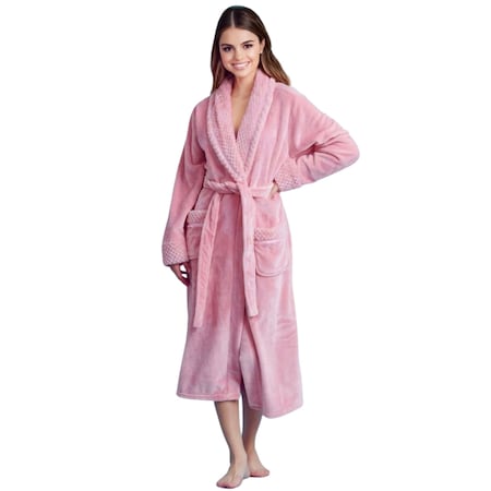 Towelsoft Women Plush Shawl Collar Robe, Fleece Bathrobe, Pink XXL/One Size PLH-RB-pnk-XL