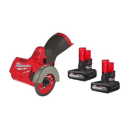 Milwaukee Tool M12 FUEL 3" Compact Cut Off Tool + M12 XC5.0 Battery 2-Pack 48-11-2450, 48-11-2450, 2522-20