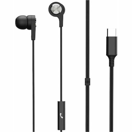 Maxell In-Ear Wired Type-C Connection Earbud w/4 ft Cord, Black 199261
