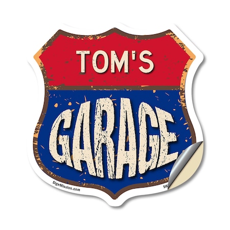 Signmission Tom's Garage, 18 Inch X 18 Inch, Vinyl Decal SHI-D-18-383-TOM
