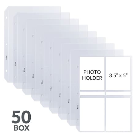 C-Line Products 8-1/8" x 11-1/4" Clear 35mm Ring Binder 3-1/2 x 5 Photo Storage Pages, 50/BX 52584