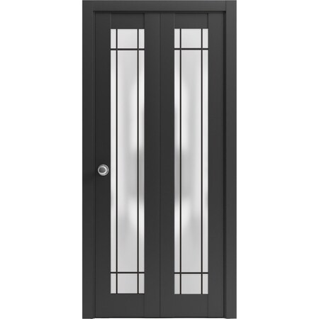 Sartodoors Sliding Closet Bi-fold Doors Planum 2112 Black Solid Core Modern Interior PLANUM2112BF-BLK-48 x 80 (2* 24x80)