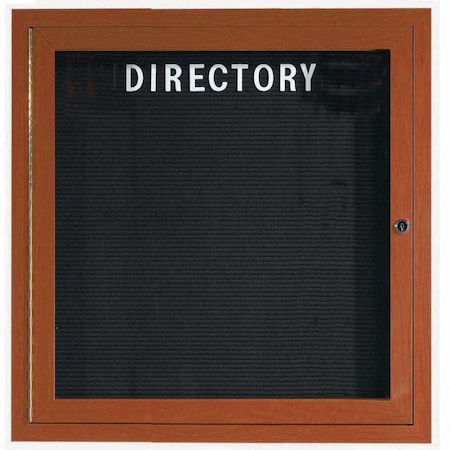 Aarco Enclosed Letter Board Directory w/ Aluminum Oak Wood Look Finish Frame, 36''Hx36''W, 1 Door Unit ADCO3636R