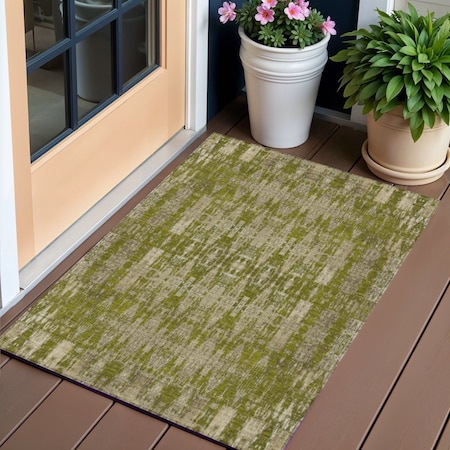 Homeroots 3' X 5' Olive Green Taupe And Beige Moroccan Washable Indoor Outdoor Area Rug 577205