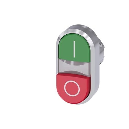 Siemens Illuminated twin pushbutton, 22 mm, round, metal, shiny, green: 3SU1051-3BB42-0AK0-ZY19