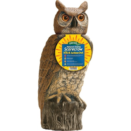 Gardeneer Natural Enemy Scarecrow 18'' Solar Owl Pest Deterrent Decoy SRHO-4