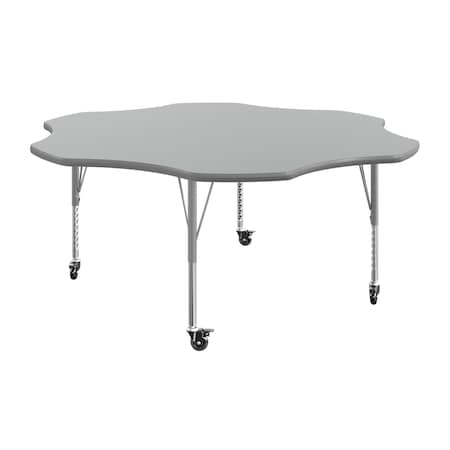 Flash Furniture Commercial Adjustable Height Flower Activity Table with Locking Casters-Gray XU-A60-FLR-GRY-T-P-CAS-GG