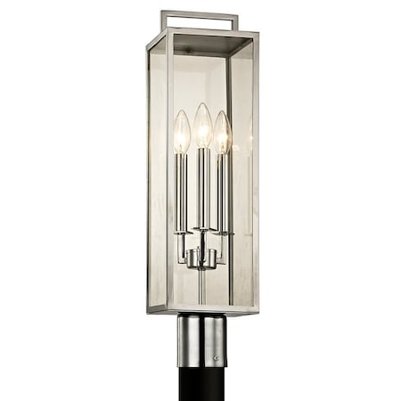 Troy Lighting Beckham 3 Light Post 6 In. Polished Stainless P6535