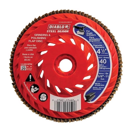 Diablo 4-1/2in. 40-Grit Steel Demon Flap Disc for Metal with Speed Hub DCX045040B01F