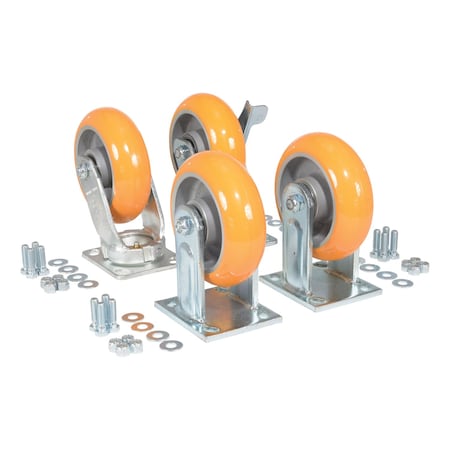 Vestil Elastic Polyurethane Caster Kit 6 in x 2 in 5,000 Lb. Capacity Butterscotch D-CK4-C34C