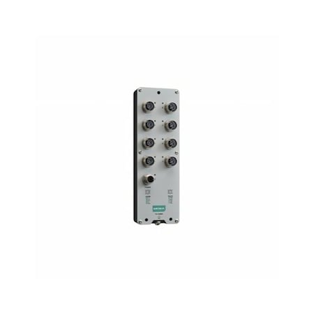 Moxa EN 50155 unmanaged Ethernet switch with 8 10/100BaseTX ports, M12 connector,  TN-5308A-WV-T