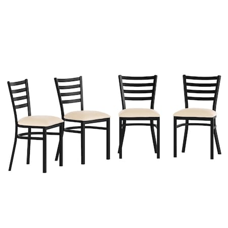Flash Furniture HERCULES Black Ladder Back Metal Restaurant Chair - Tan Vinyl Seat, 4PK 4-XU-DG694BLAD-TNV-GG