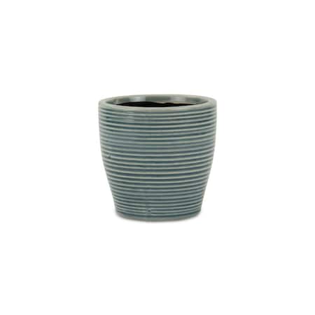Cheungs 4.25 x 4.25 x 3.25 in. Livia Rippled Pot, Blue 5782S