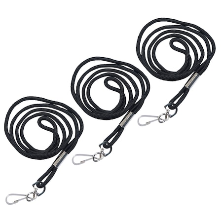 Sicurix Standard Lanyard, Rope Style, J Hook, Black, 36PK 68939