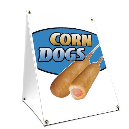 Signmission Corn Dogs, 36 Inch x 24 Inch A-frame Yard Sign, Plastic Sign SBC-2436-Corn Dogs