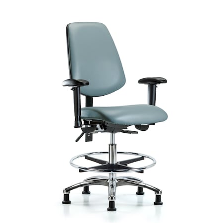 Blue Ridge Ergonomics Vinyl Chair, Vinyl, Adjustable Arms BR-VMBCH-MB-CR-T1-A1-CF-RG-8822