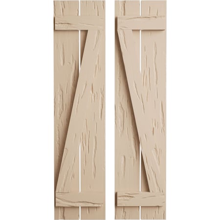 Ekena Millwork Rustic Two Board Spaced Board-n-Batten Pecky Cypress Faux Wood Shutters w/Z-Board, 11 1/2"W x 80"H SHUBSZ11X80PCPR
