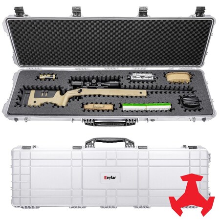 Eylar 53in Hard Rifle Case Equipped With Ragar Reconfigurable & Reusable XP Crosslinked Foam Insert SA00015-WHI-RG-XP