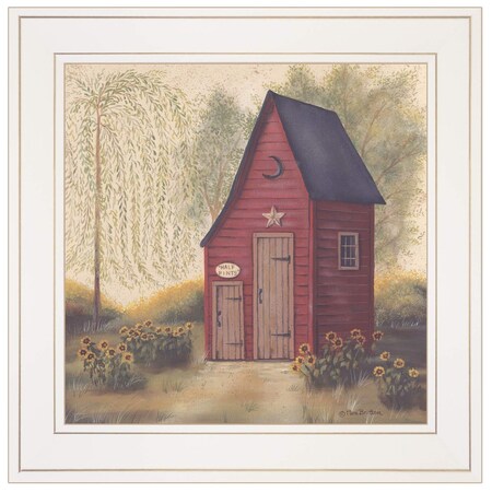 Homeroots Folk Art Outhouse II 1 White Framed Print Bathroom Wall Art 404717