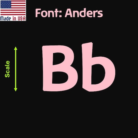 Aacc Self-Adhesive Vinyl Letter: B, Scale: 0.5 in. Color: Pink Font: Anders by, 8PK AACC-Anders-UB-Pink-I0.5x8