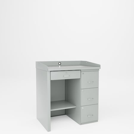 Pucel Filing Cabinet Desk, 39 in W x 28 in D x 42 in H, Gray FCD-2839-CL-NPH