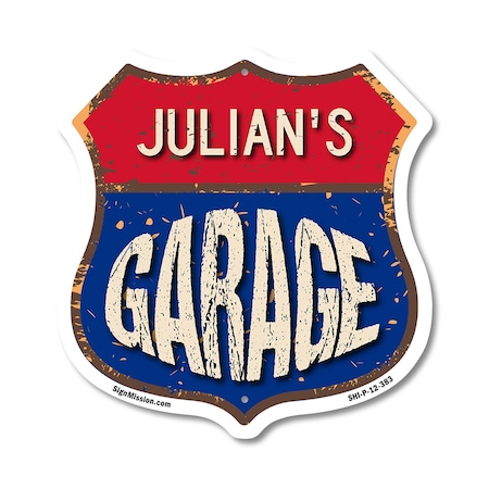Signmission Julian's Garage, 12 Inch X 12 Inch, Plastic Sign SHI-P-12-383-JULIAN