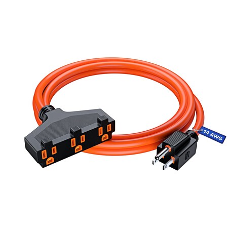 Maximm 6ft 14AWG SJTW 3-Outlet Extension Cord, Orange 3OUT-EXT-ORG-6FT-1PK-SJTW
