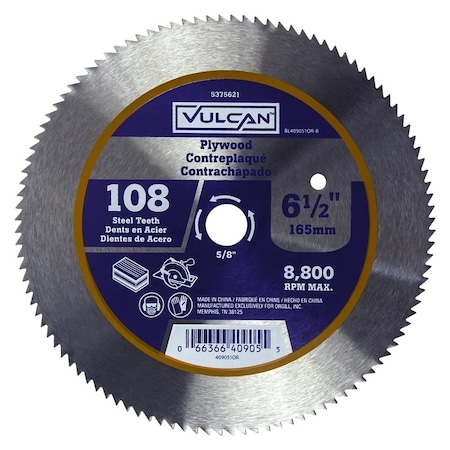 Vulcan Circular Saw Blade, 6-1/2 in Dia, 5/8 and 13/16 Diamond in Arbor 409051OR
