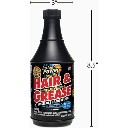 Instant Power Hair & Grease 20 Oz. Liquid Single Use Drain Opener 1971