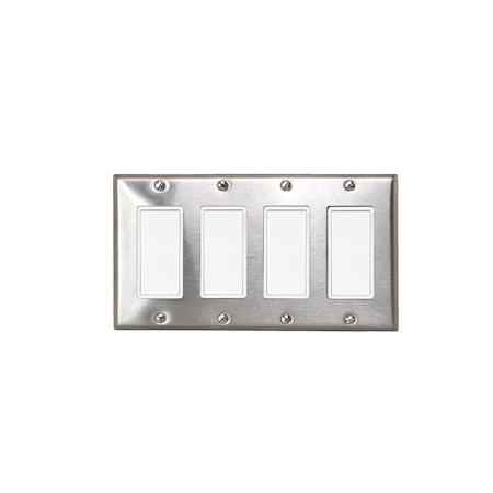 Eurofase On/Off Switch With SS Plate And Box, 4 Switches EFSSPS4