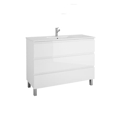 Homeroots 48" White Wood Freestanding Bathroom Vanity With White Sink And Three Drawers 624164