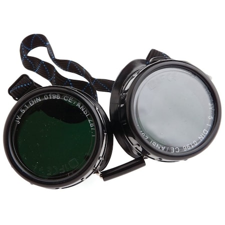 Forney Brazing Goggles, 1.97 in Lens, Clear Lens, #5 Lens, Plastic Frame, Black/Green Frame 55311