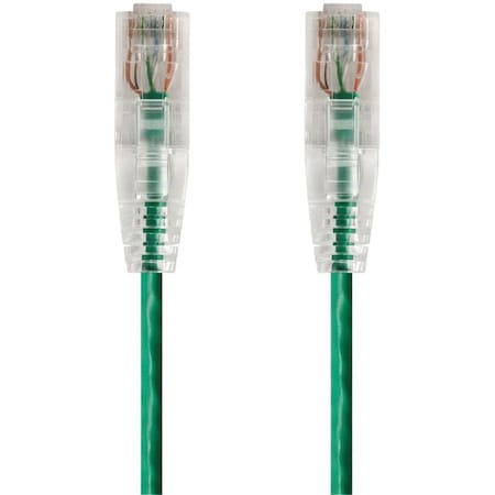 Monoprice Slim Cat6 Utp Cable, 10 ft.Green 14820
