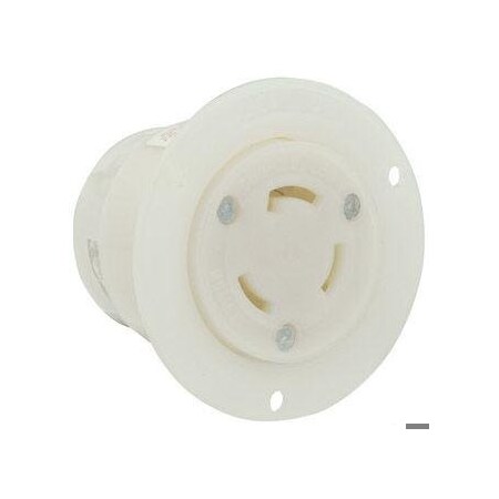 Leviton Flanged Locking Inlet, Non-NEMA, 30 A, 125/250V AC, 3 Pole, Screw Terminals, White 3335-C