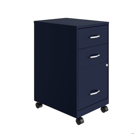 Space Solutions 14.25 in W 3 Drawer Mobile Vertical File Cabinet, Navy 24430