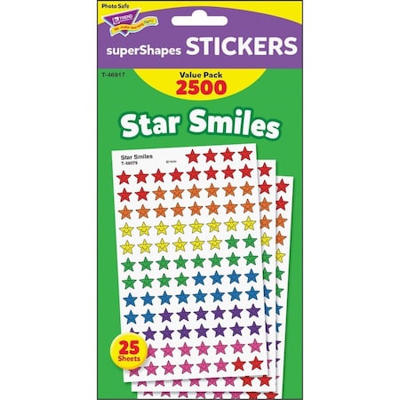 Trend Enterprises Trend Star Smiles SuperShapes Stickers Value Pack, 2500 Stickers/Pack T46917