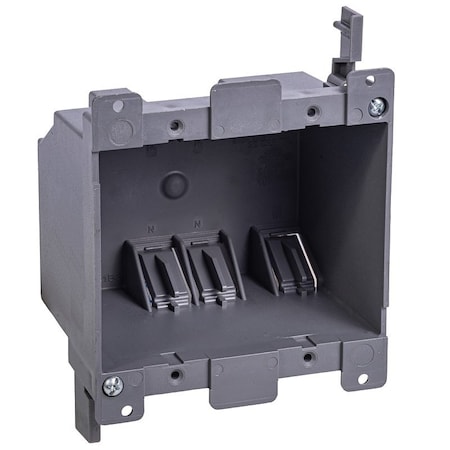 Gardner Bender BOX-RD25 Switch/Outlet Box, Standard Outlet, 2-Gang, 6-Knockout, PVC, Gray BOX-RD25N