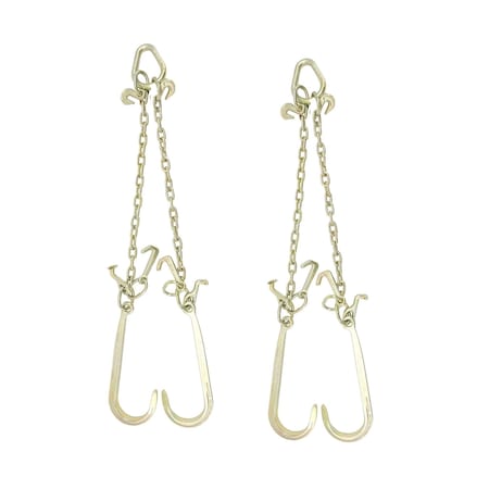 Mytee Products 5/16inG70 V-Chain Bridle w/15inLarge J Hooks, T & J Hook w/Grab Hooks 2ft Legs, 2PK CH5162V-J-TJ-GHx2