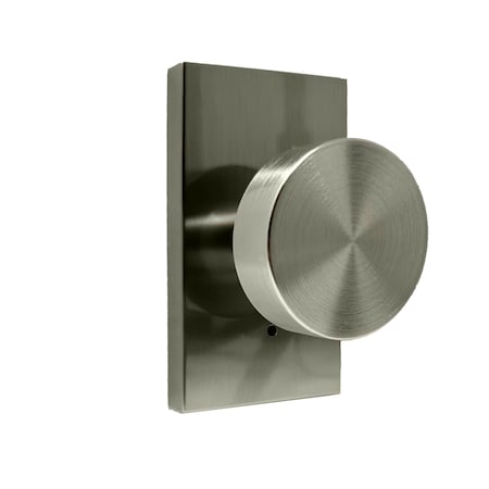Weslock Mesa Knob with Rectangular Rose Privacy Lock with Adjustable Latch and Full Lip Strike Satin 009104N4NFR20