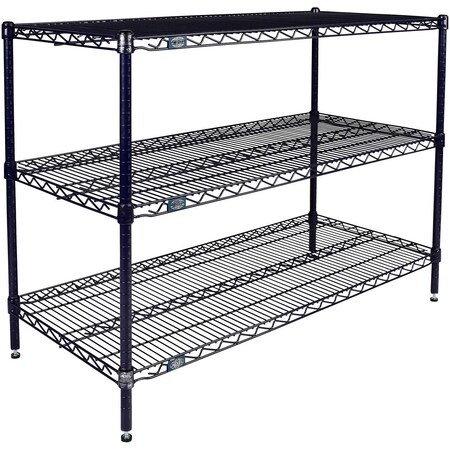 Global Industrial Nexel 3 Shelf, Nexelon Blue Wire Shelving Unit, Starter, 30"W x 18"D x 34"H B3151594
