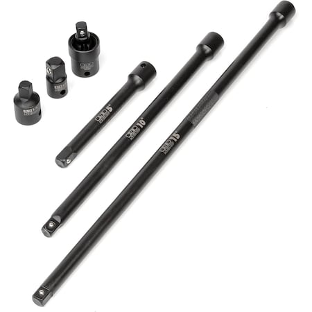 Neiko 3/8'' Drive Impact Socket Extension and Adapter Set, 6-Pieces, 5'', 10'', 15'' Size 00240A