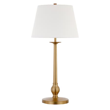 Homeroots 28" Brass Metal Buffet Lamp With White Empire Shade 524376