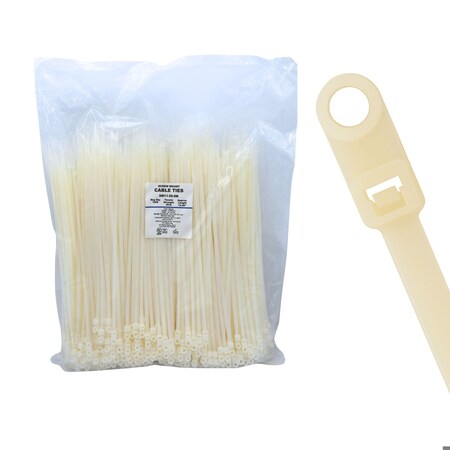 Cable Ties Unlimited Screw Mount Cable Tie, 11 in L, 50 lb Strength, 3.2 in Max Bundle Dia, Nylon, Natural, 1000PK SM11-50-9M
